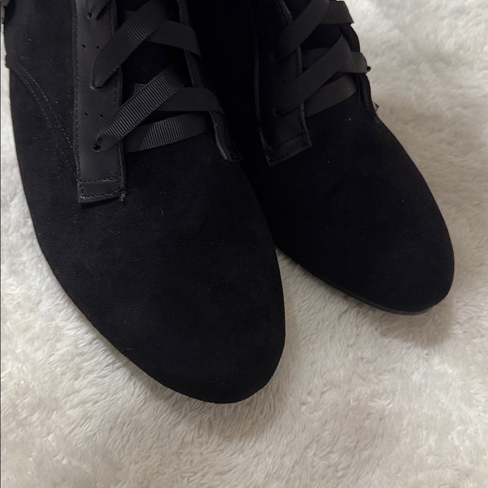 Victorian Boots Lace Up Renaissance Goth Vintage Ruffles  Mid Heels Granny - Picture 8 of 13